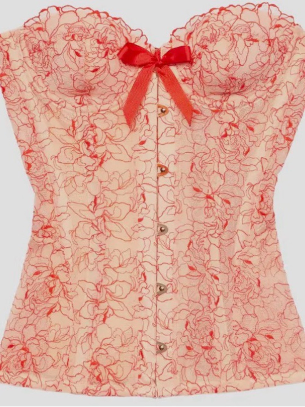 Savage X Fenty Red Lace Floral Bustier - candy apple
